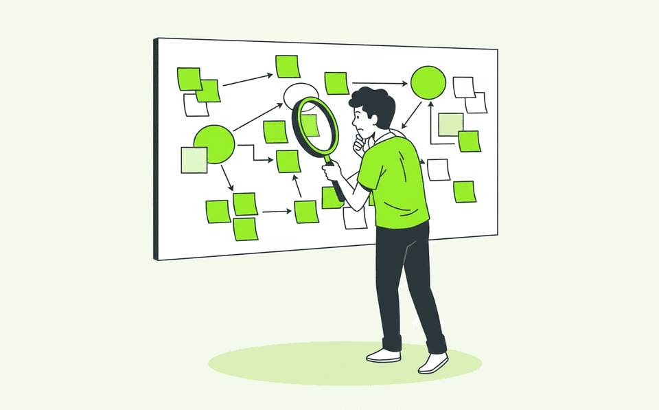 Illustration of planning content strategy on a topic board