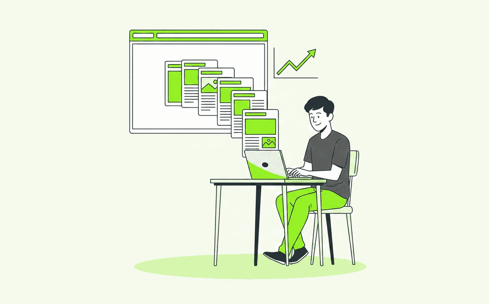 Illustration of creating and publishing blog content