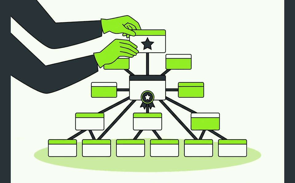 Illustration of a topic cluster building domain authority
